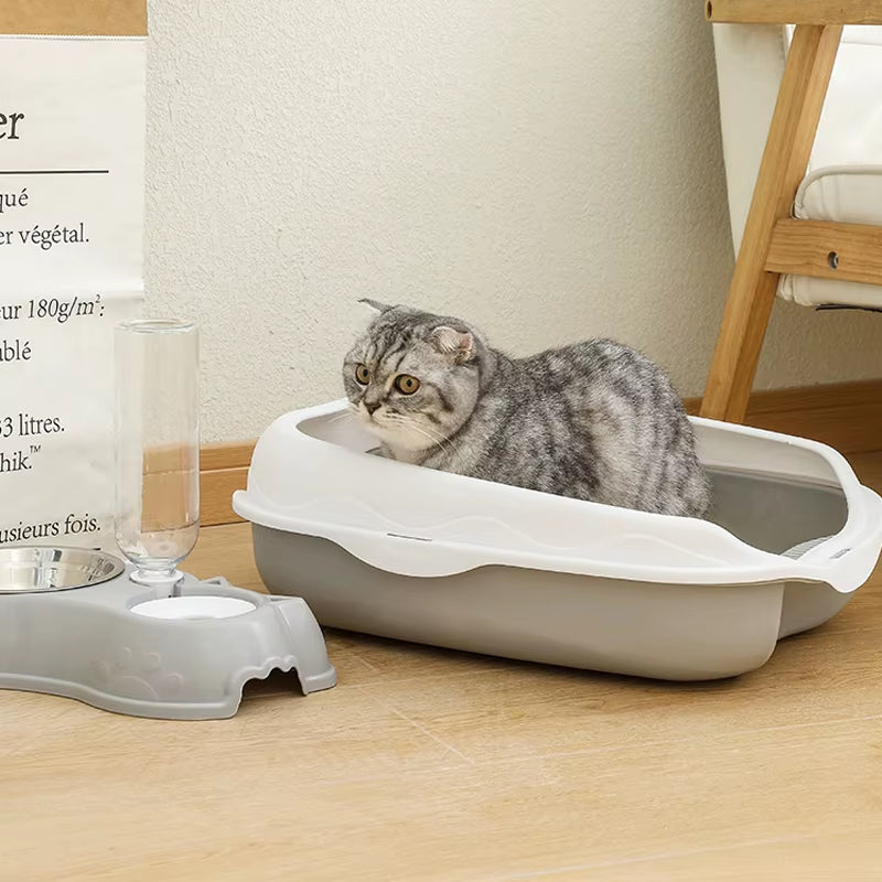 Semi-Enclosed Litter Box Spatter-Proof Cat Toilet Large Kitten Cleaning Supplies Large Cat Poop Bowl Pet Bupplies